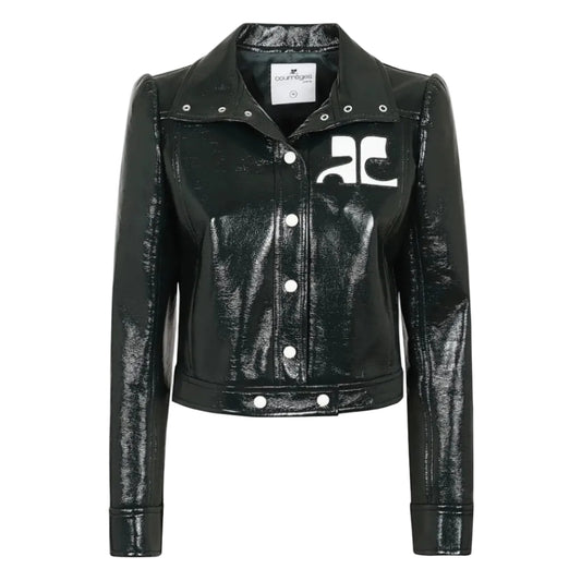 Jaqueta Courreges Vinyl Preta Tam 38/40 BR