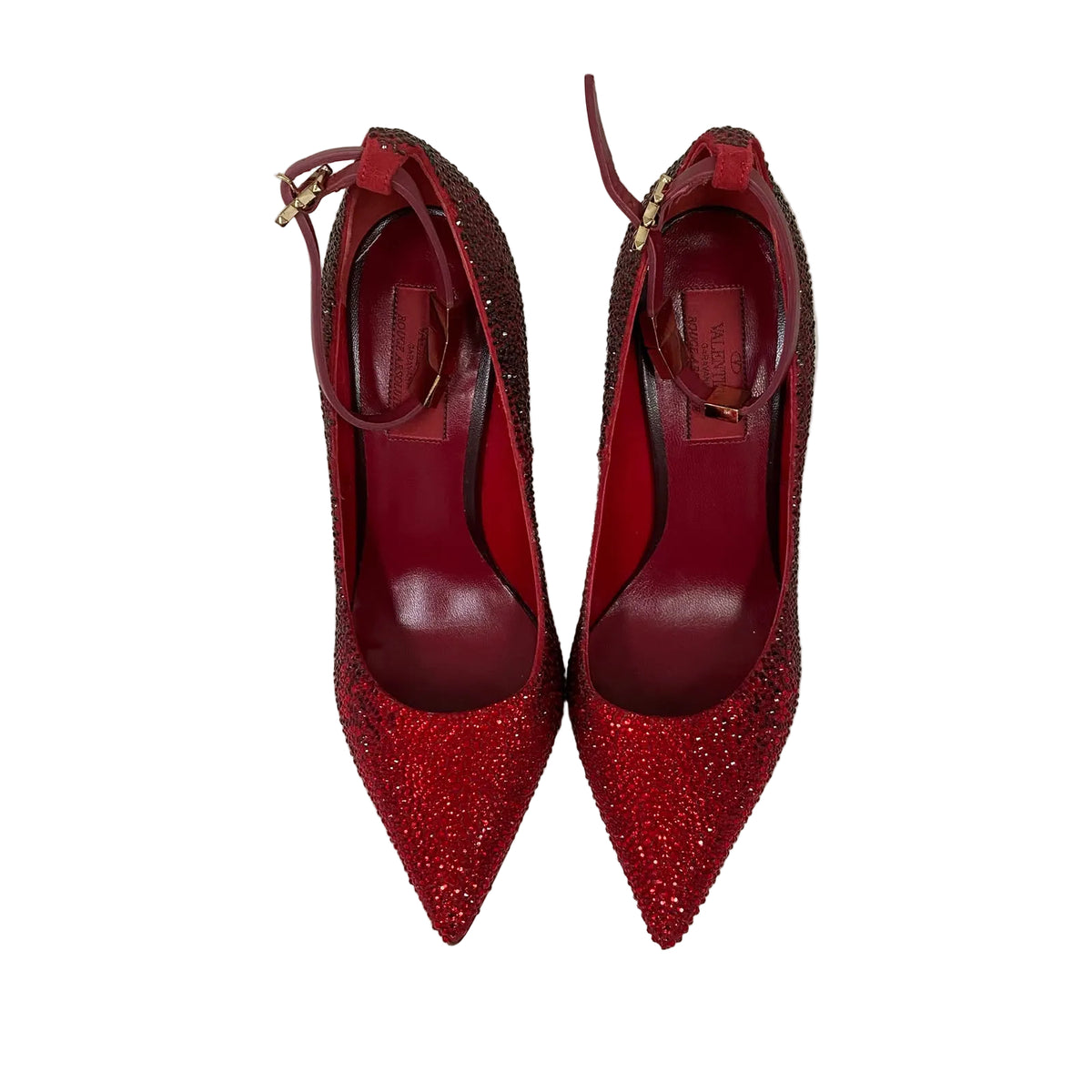 Scarpin Valentino Vermelho Strass Tam 34,5 Br