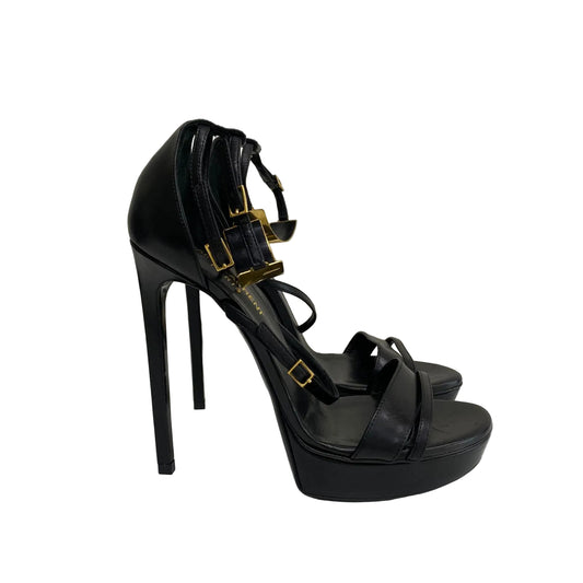 Sandalia Saint Laurent Preta E Dourada Tam 36 Br