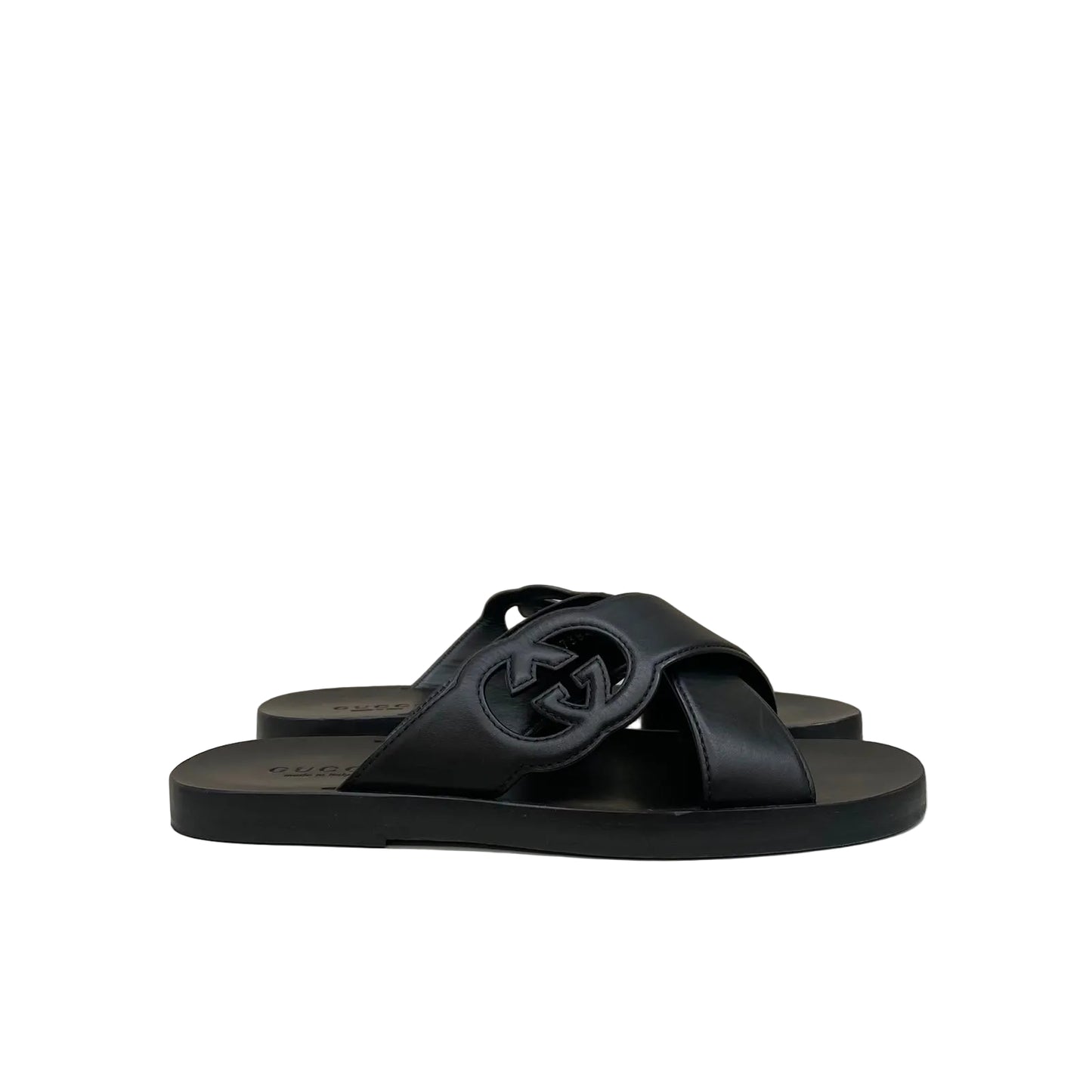 Rasteira Slide Tira Dupla Gucci Preta Tam 38 Br