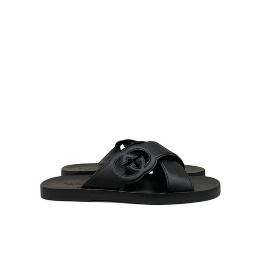 Rasteira Slide Masculino Tira Dupla Gucci Preta Tam 41 Br