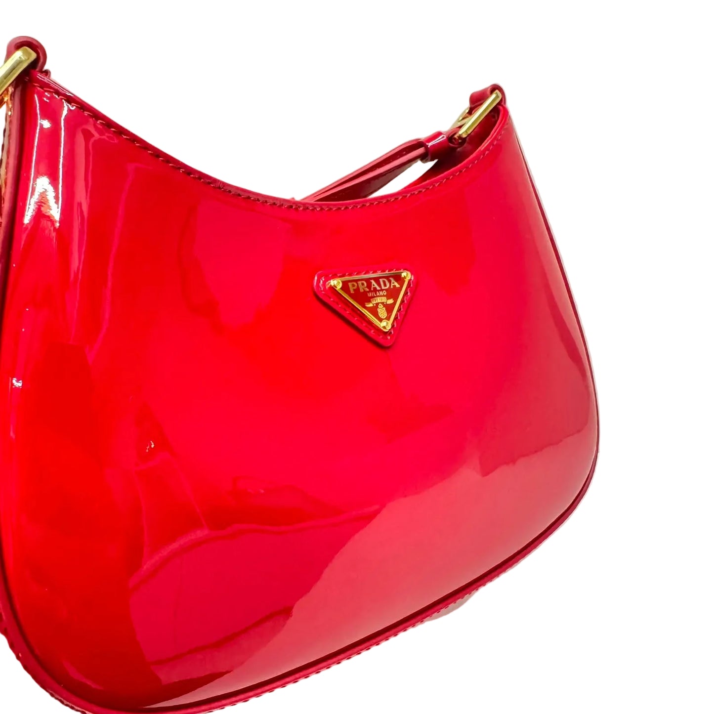 Bolsa Prada Cleo Couro Envernizado Vermelho