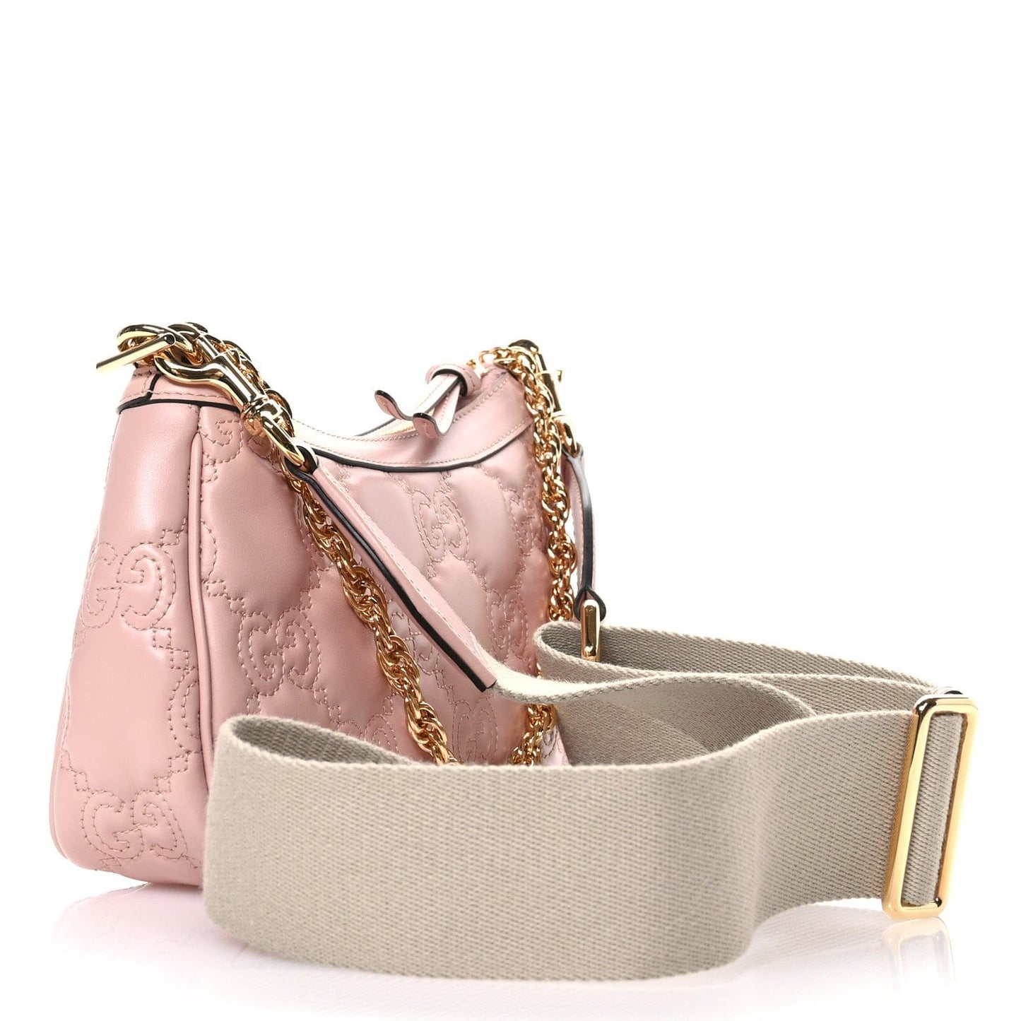 Bolsa Gucci GG Matelassé Rosa Ferragem Dourada