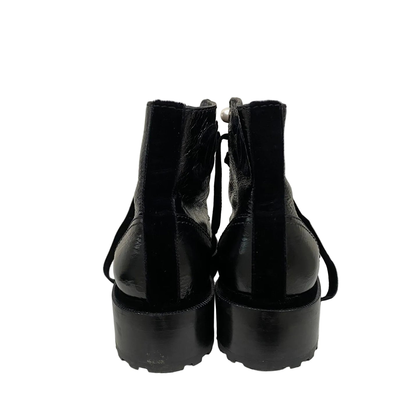 Bota Chanel Preta Detalhe em Veludo Tam 37,5 Br