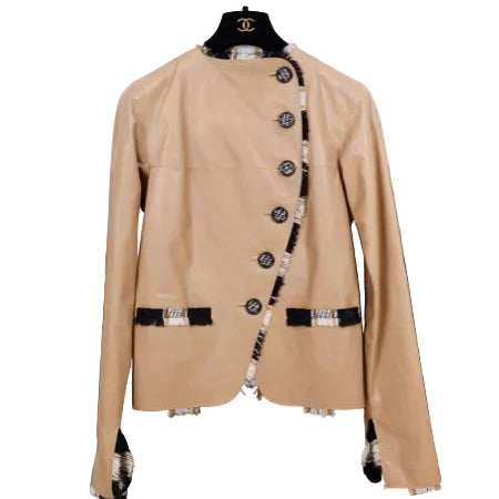Blazer Chanel Couro e Tecido Tam 36/38 Br