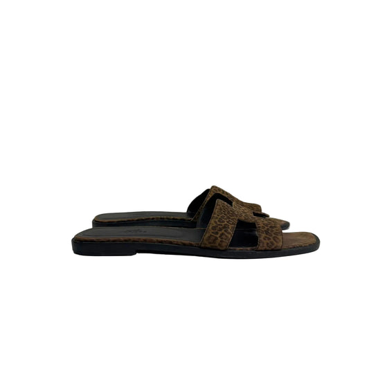 Rasteira  Hermès Oran Camurça Estampa Leopardo Tam 36 BR