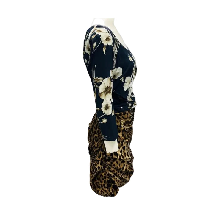 Vestido Dolce&Gabbana Azul e Animal Print Tam 38 Br