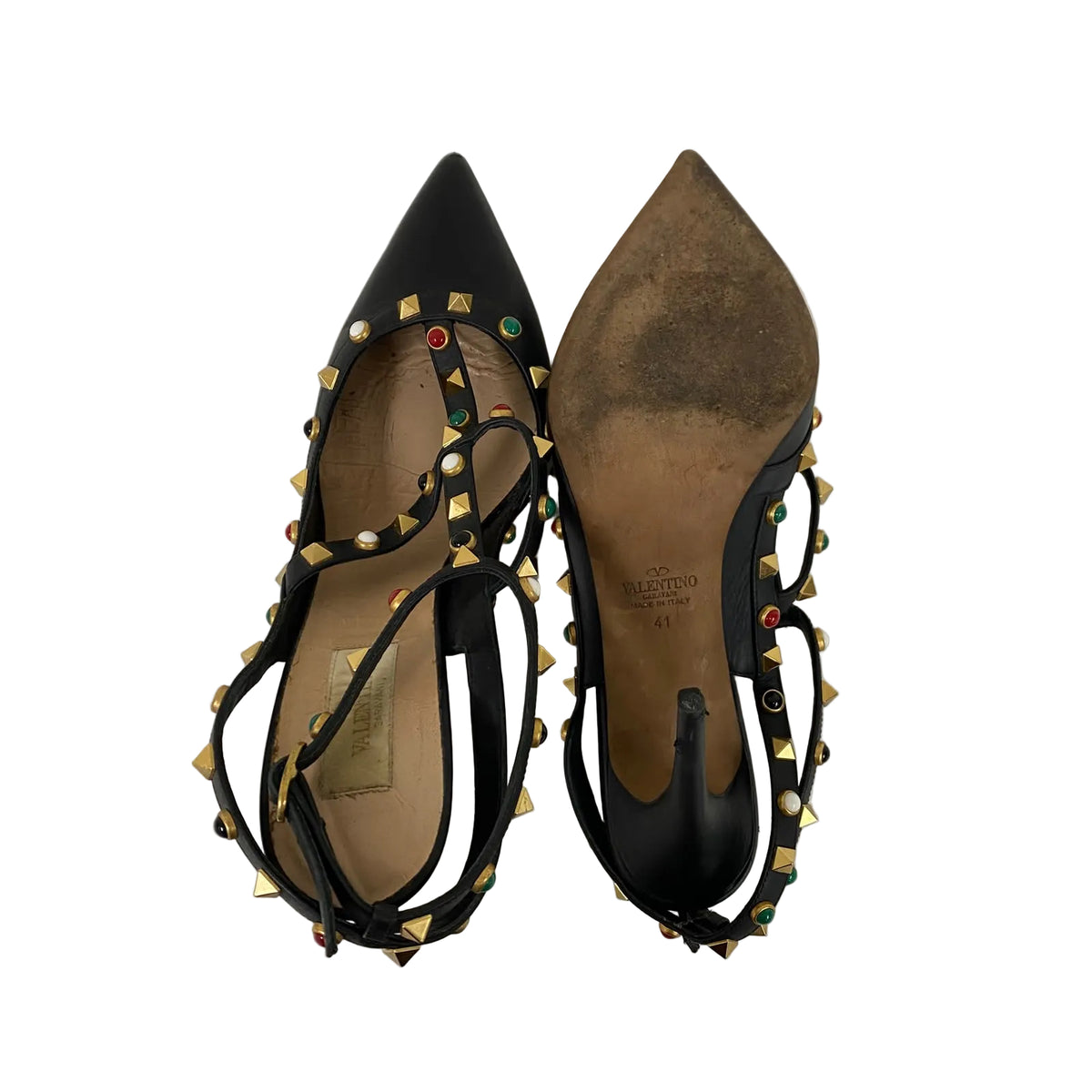 Sandália Valentino Garavani Rolling Rockstud Preta Tam 39 Br