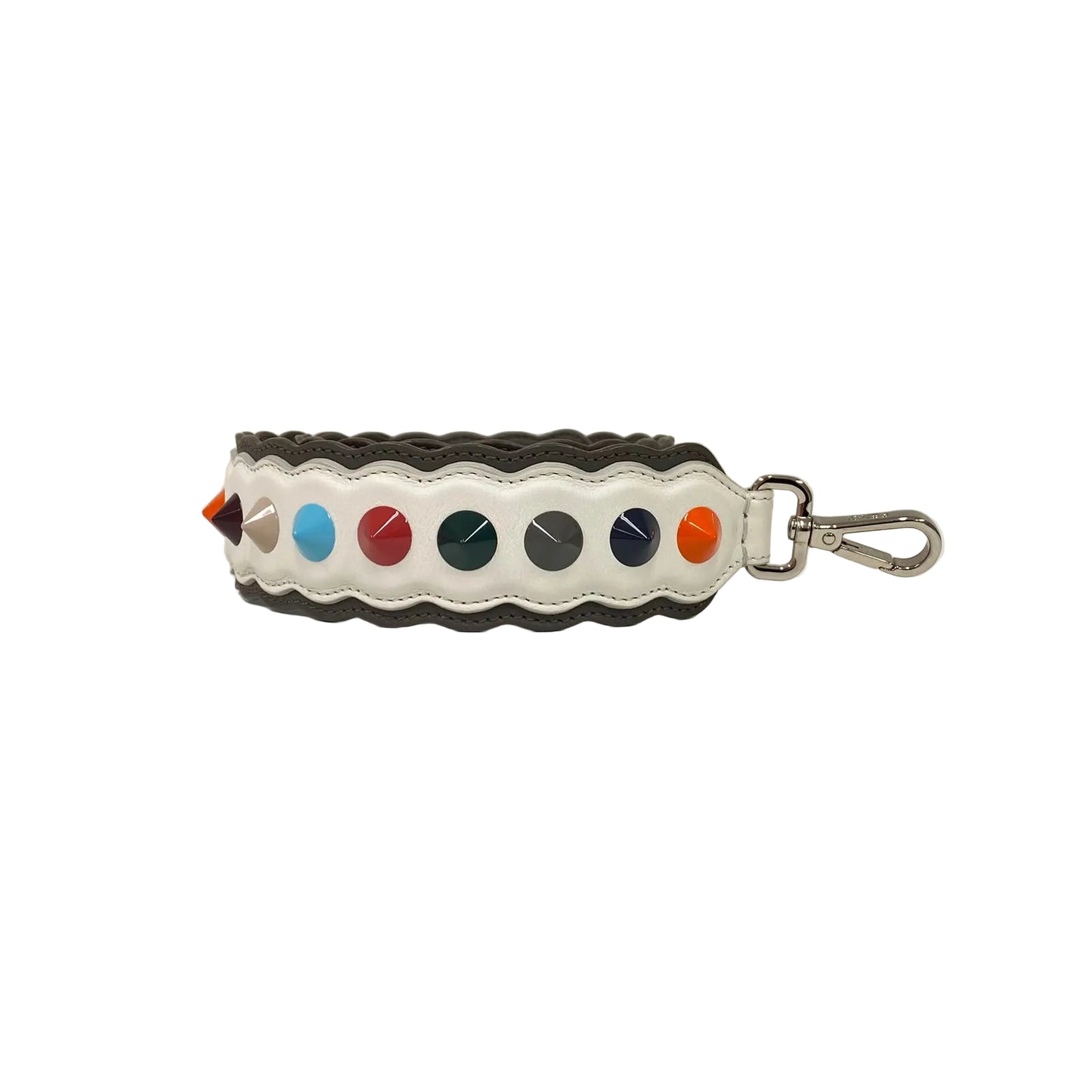 Alça Fendi Branca Com Spikes Coloridos