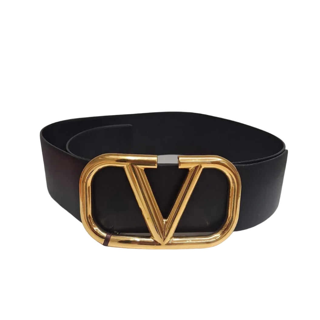 Cinto Valentino Preto e Dourado Tam G Br