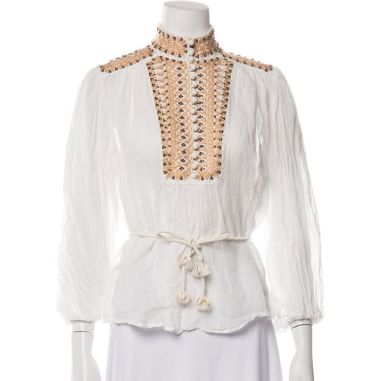 Blusa Zimmermann Brighton Embellished Branca TAM PP BR