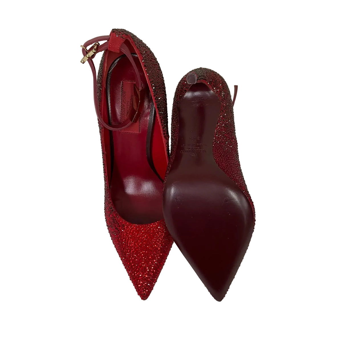 Scarpin Valentino Vermelho Strass Tam 34,5 Br
