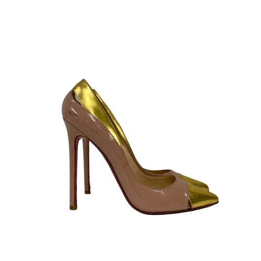 Scarpin Louboutin Nude e Dourado Tam 38 Br