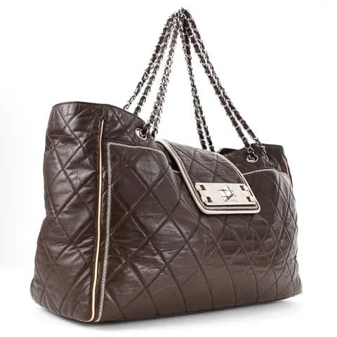 Bolsa Chanel East West Accordion Tote Marrom Grande