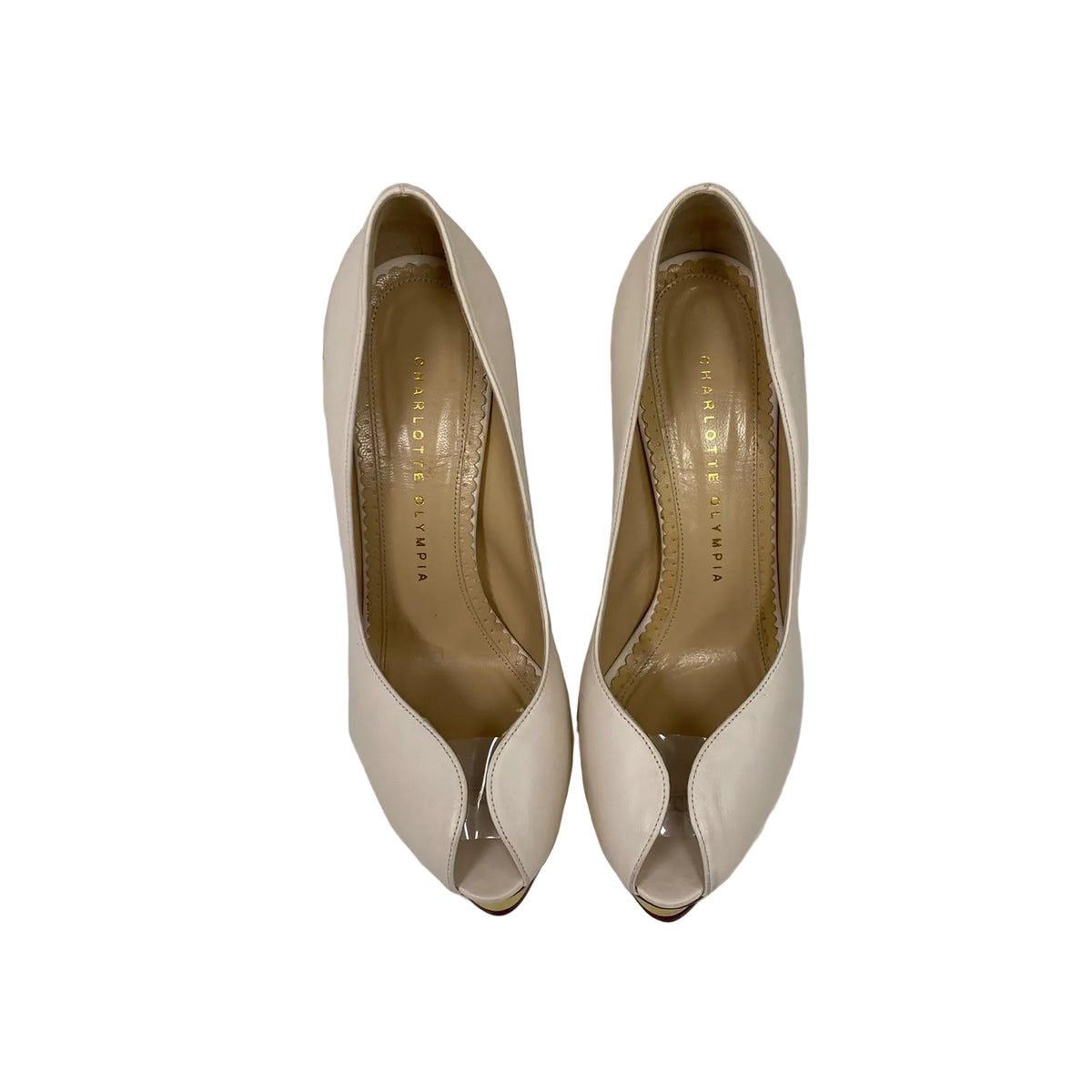Scarpin Charlotte Olympia Branco com Dourado Tam 34 BR