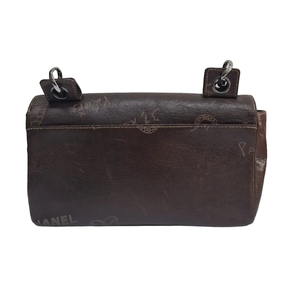 Bolsa Chanel Vintage Coco Mademoiselle Graffiti Flap Marrom
