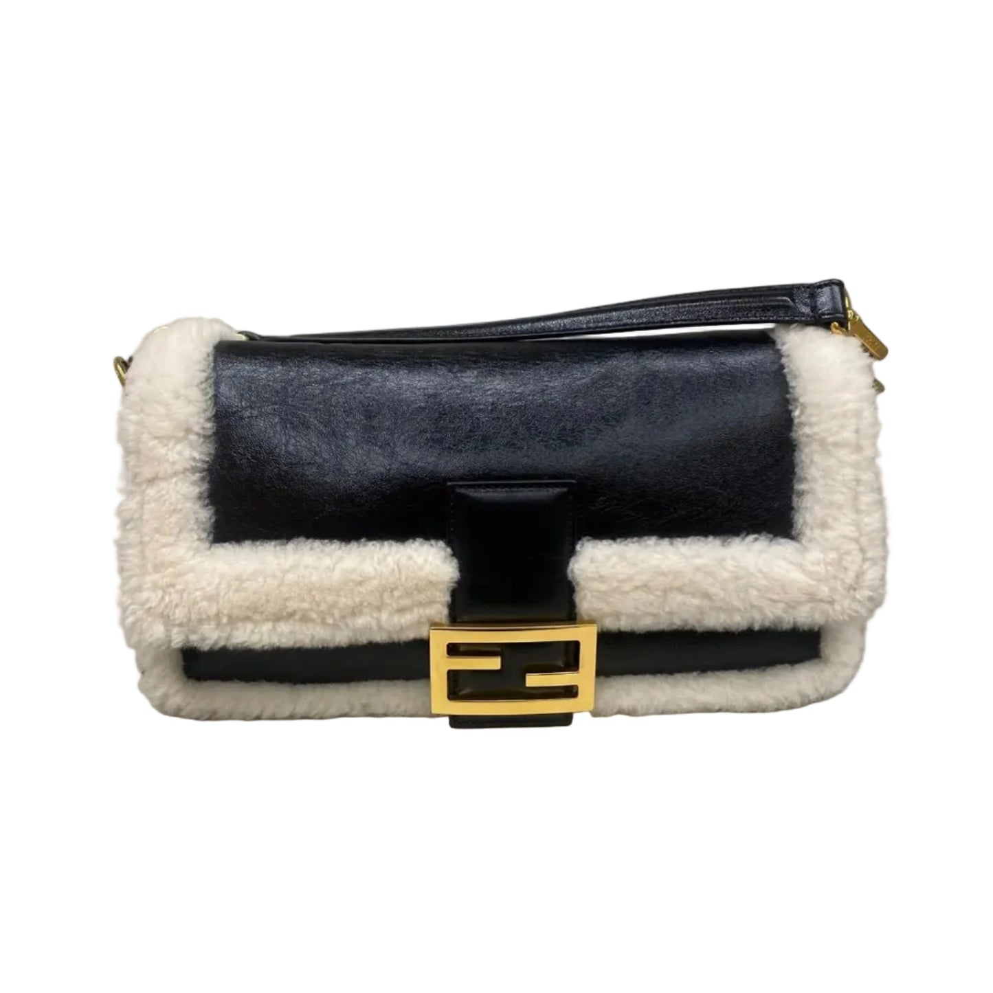 Bolsa Fendi Baguette Pelinho Couro Preto
