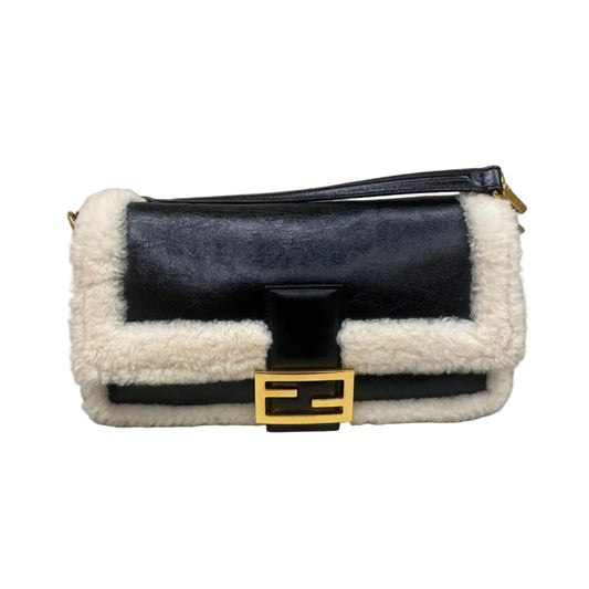 Bolsa Fendi Baguette Pelinho Couro Preto