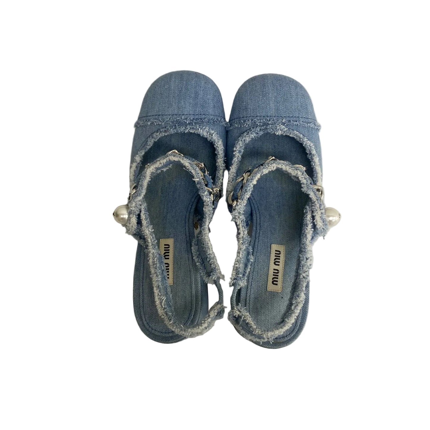 Sandália Miu Miu Jeans Com Pérola Tam 34 Br