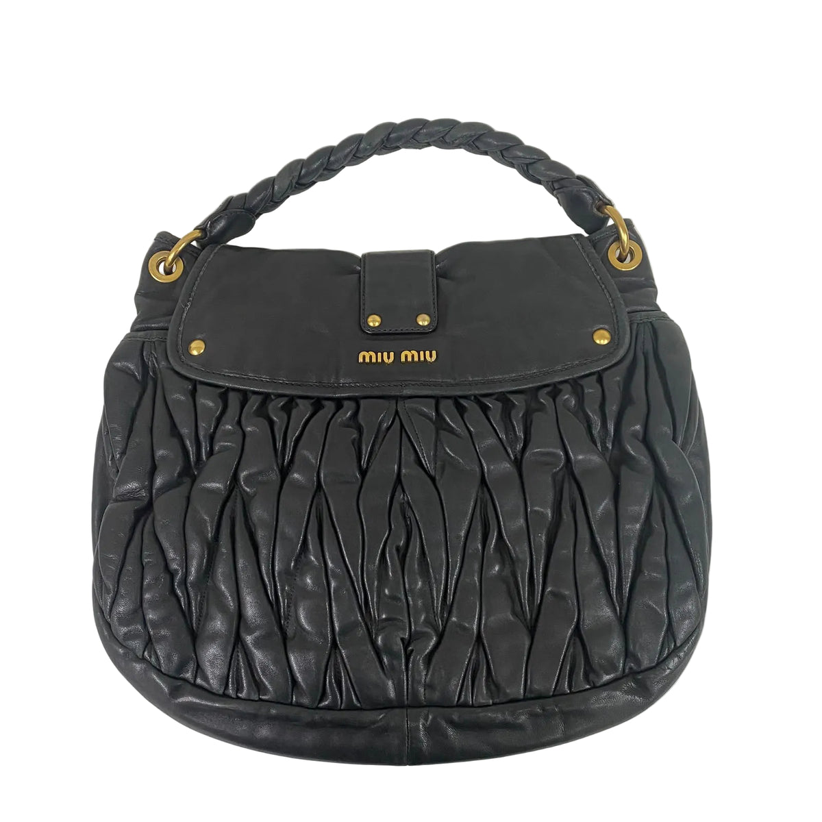 Bolsa Miu Miu Matelassé Coffer Hobo Preta