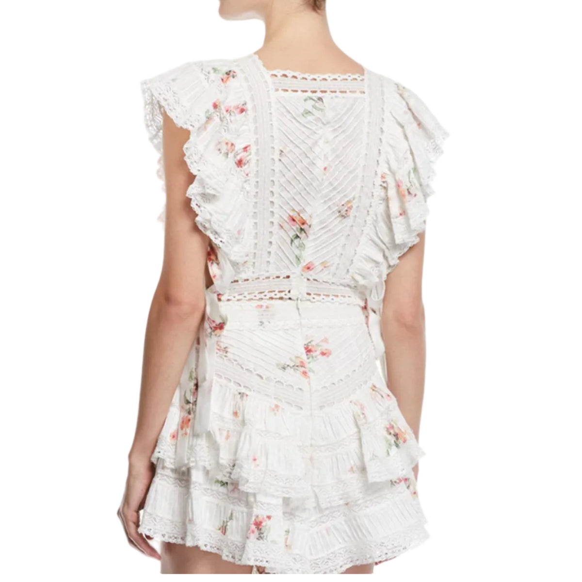 Vestido Zimmermann Branco Com Flor E Bordado Tam P BR