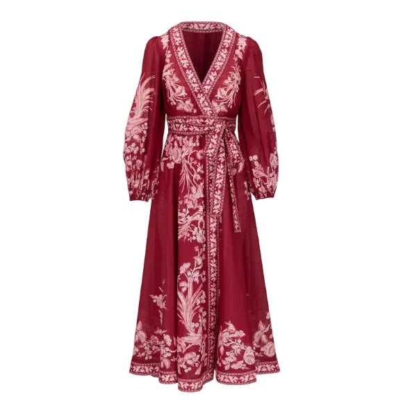 Vestido Zimmermann Longo Vinho/Rosa Tam 36 BR