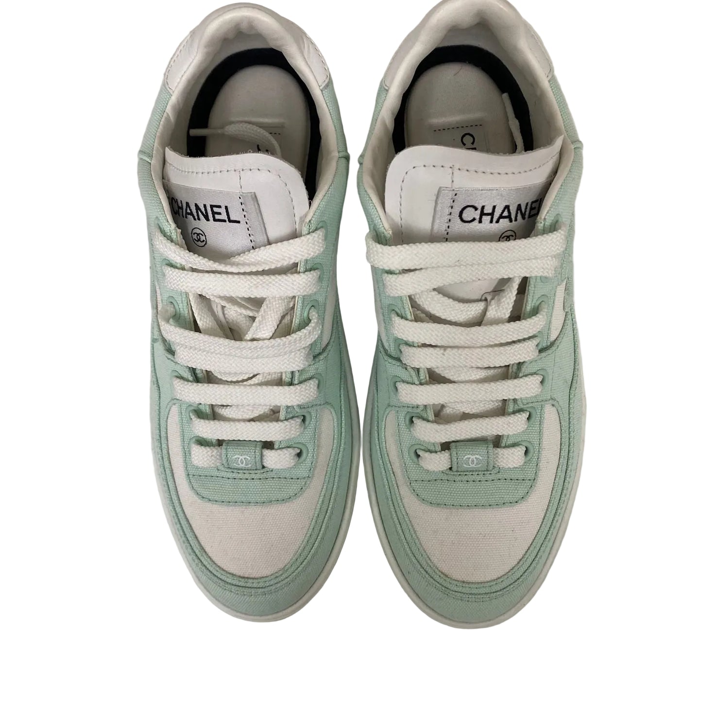 Tênis Chanel 24C Cruise Branco e Verde Tam 36,5 BR