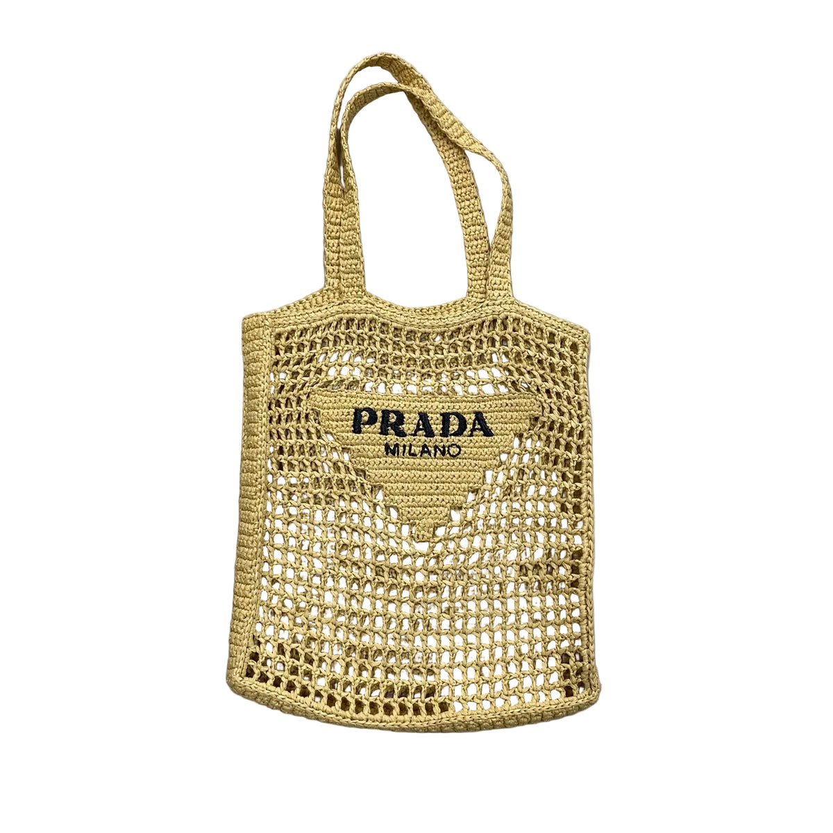 Bolsa Prada Trançada Em Raffia Bege