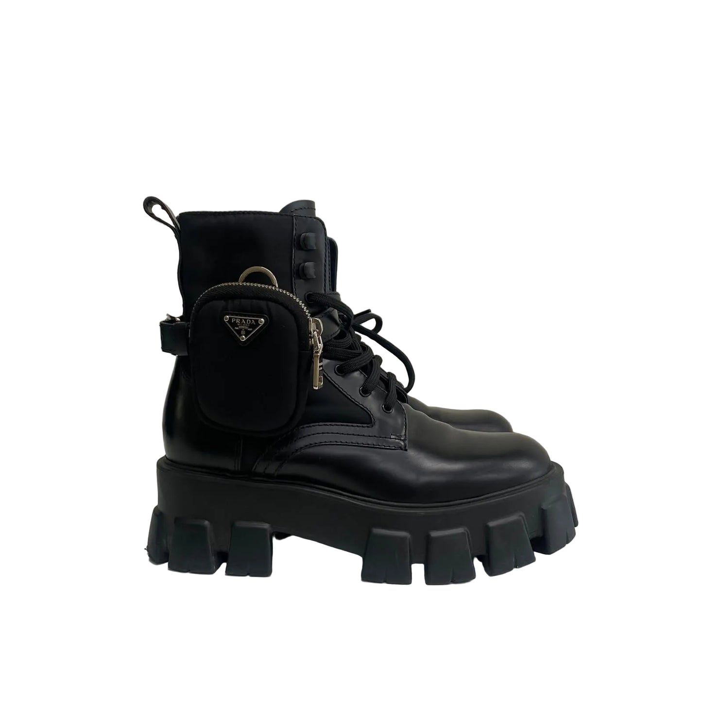Bota Coturno Prada Couro e Nylon Preto Tam 37 Br