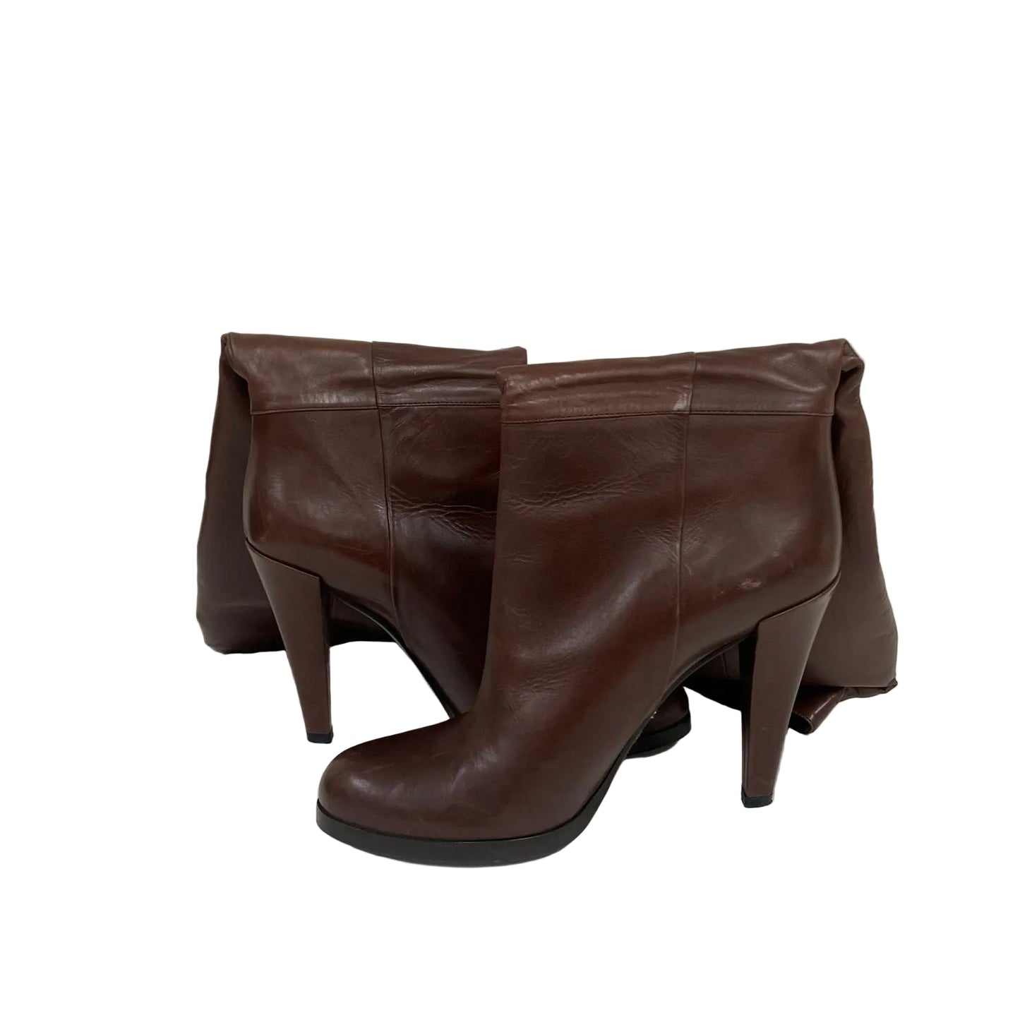 Bota Gucci Couro Marrom Com Salto Tam 37 Br