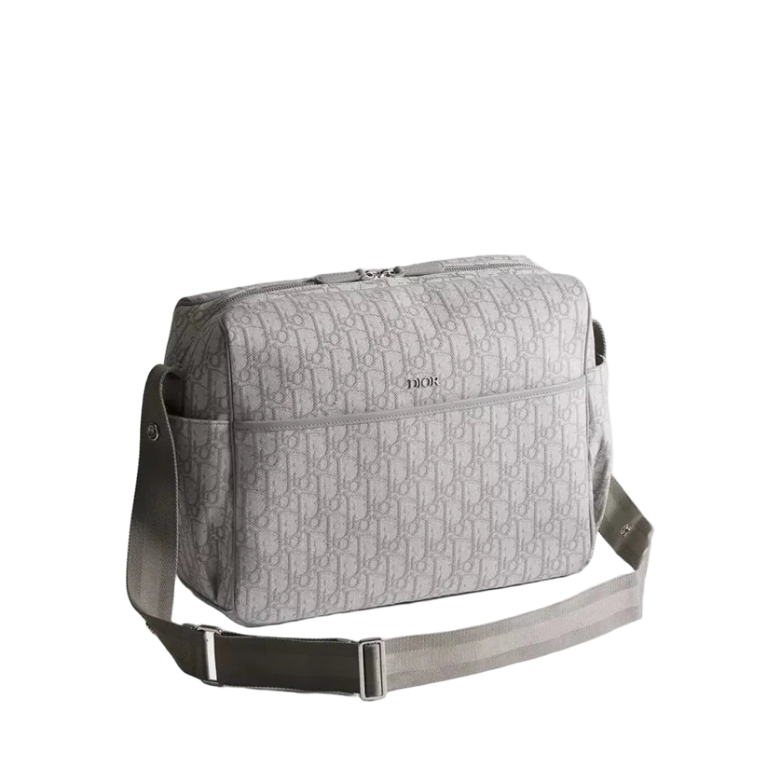 Bolsa Dior Oblique Jacquard Cinza Maternidade