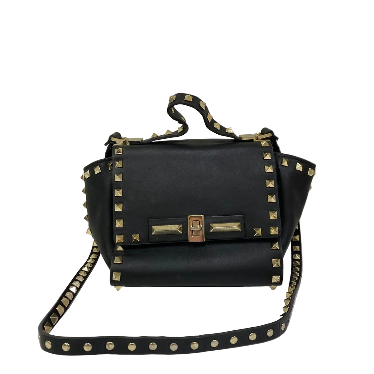 Bolsa Valentino Rockstud Double Handle Tote Preta