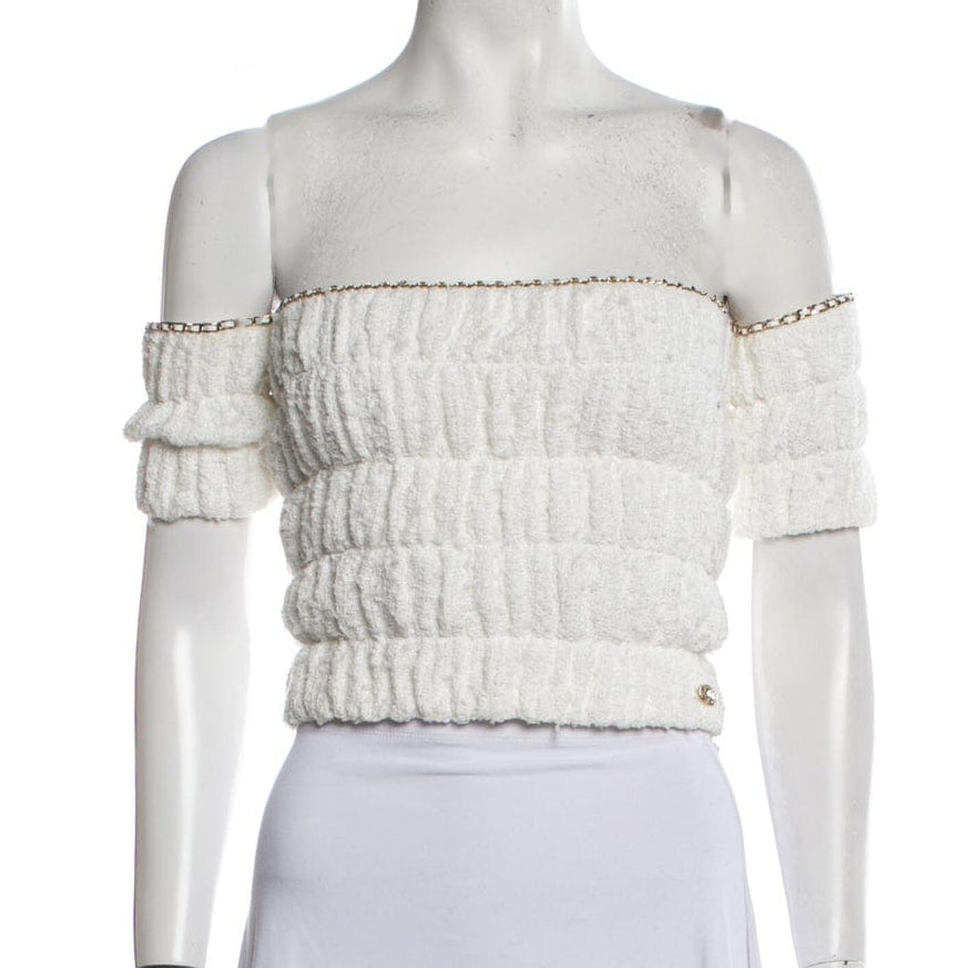 Top Chanel Off White Com Strass Tam 34 BR