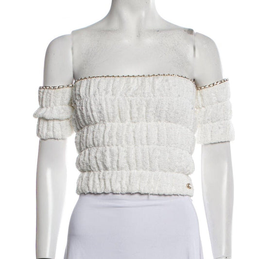 Top Chanel Off White Com Strass Tam 34 BR