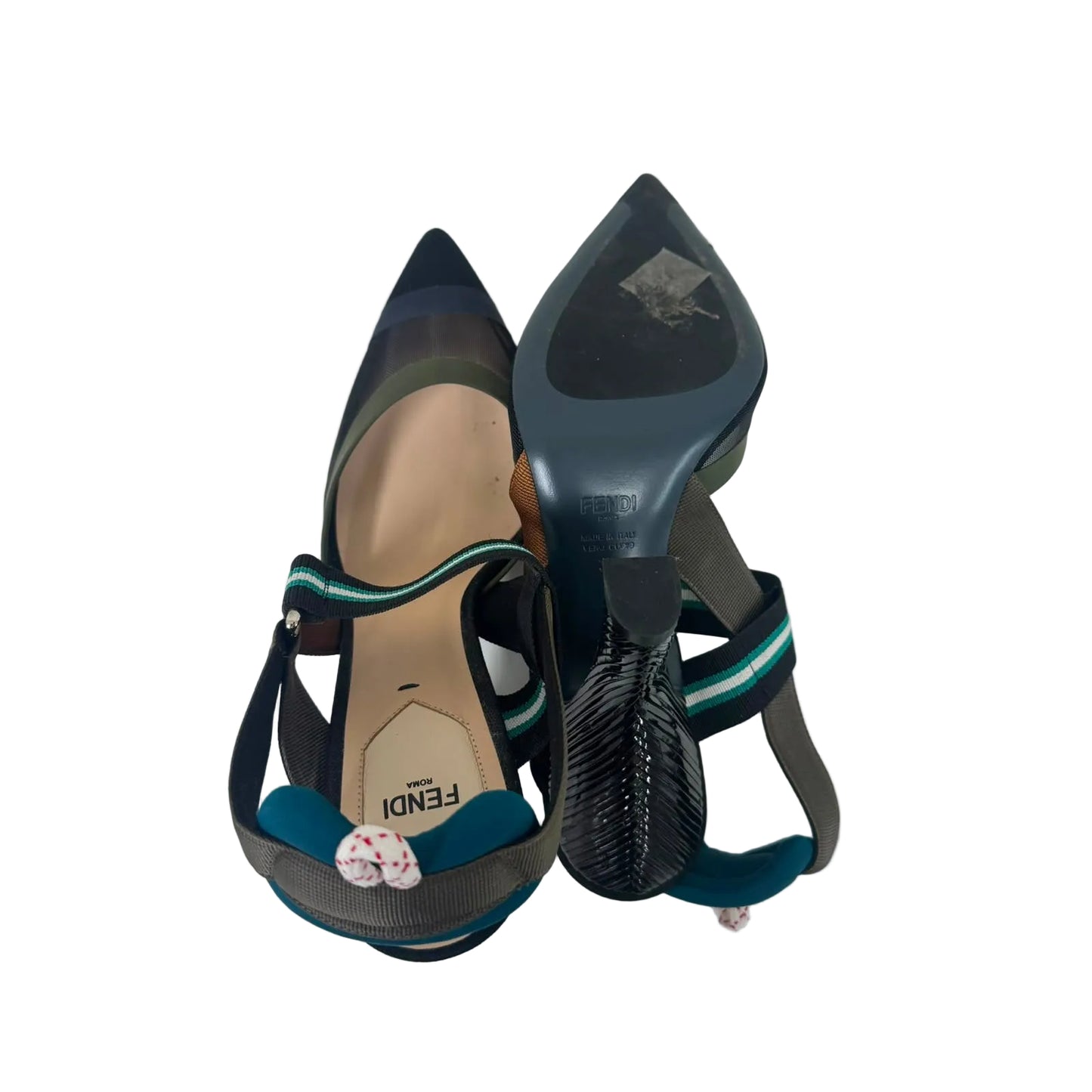Sapato Fendi Slingback Preto e Azul Tam 37 BR