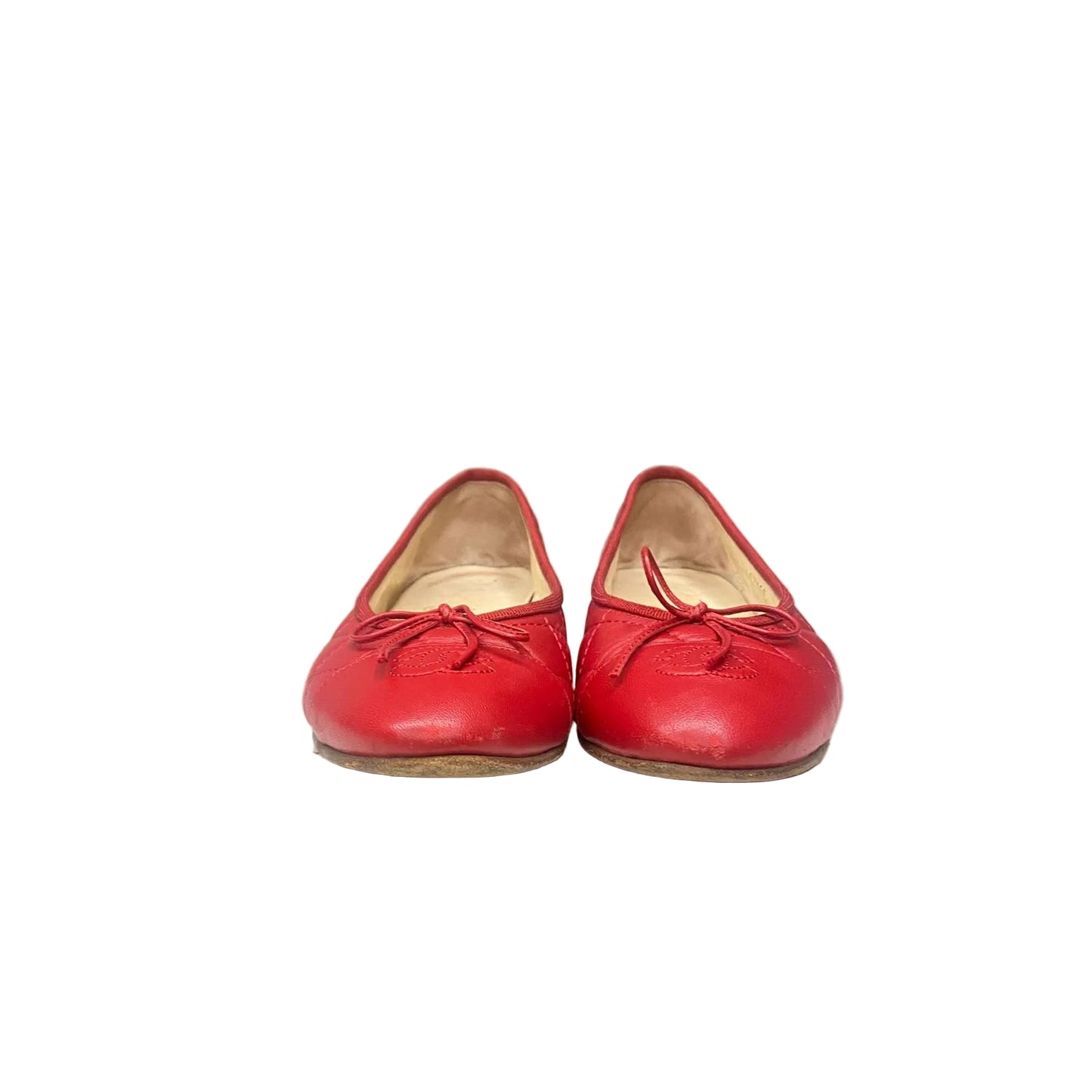 Sapatilha Chanel  Couro Vermelha Tam 35,5 Br