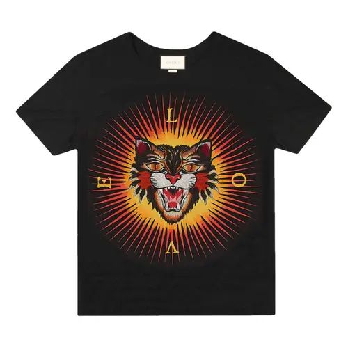 Camiseta Gucci Leão Preto Infantil Tam 8 Br