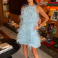 Vestido Cult Gaia Plumas Azul Tam P Br
