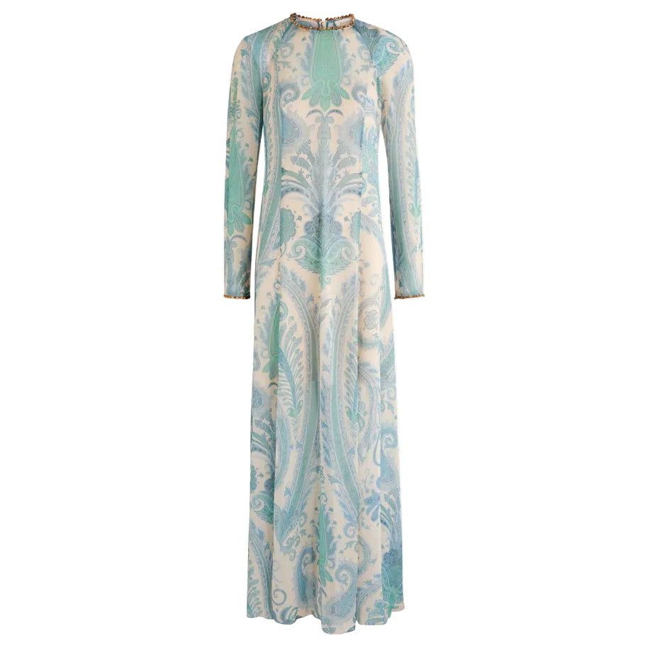 Vestido Zimmermann Longo Estampado Azul Tam 36 Br