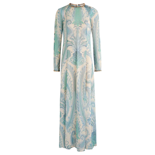 Vestido Zimmermann Longo Estampado Azul Tam 36 Br