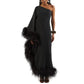 Vestido Taller Marmo Preto Com Plumas Tam 40 BR