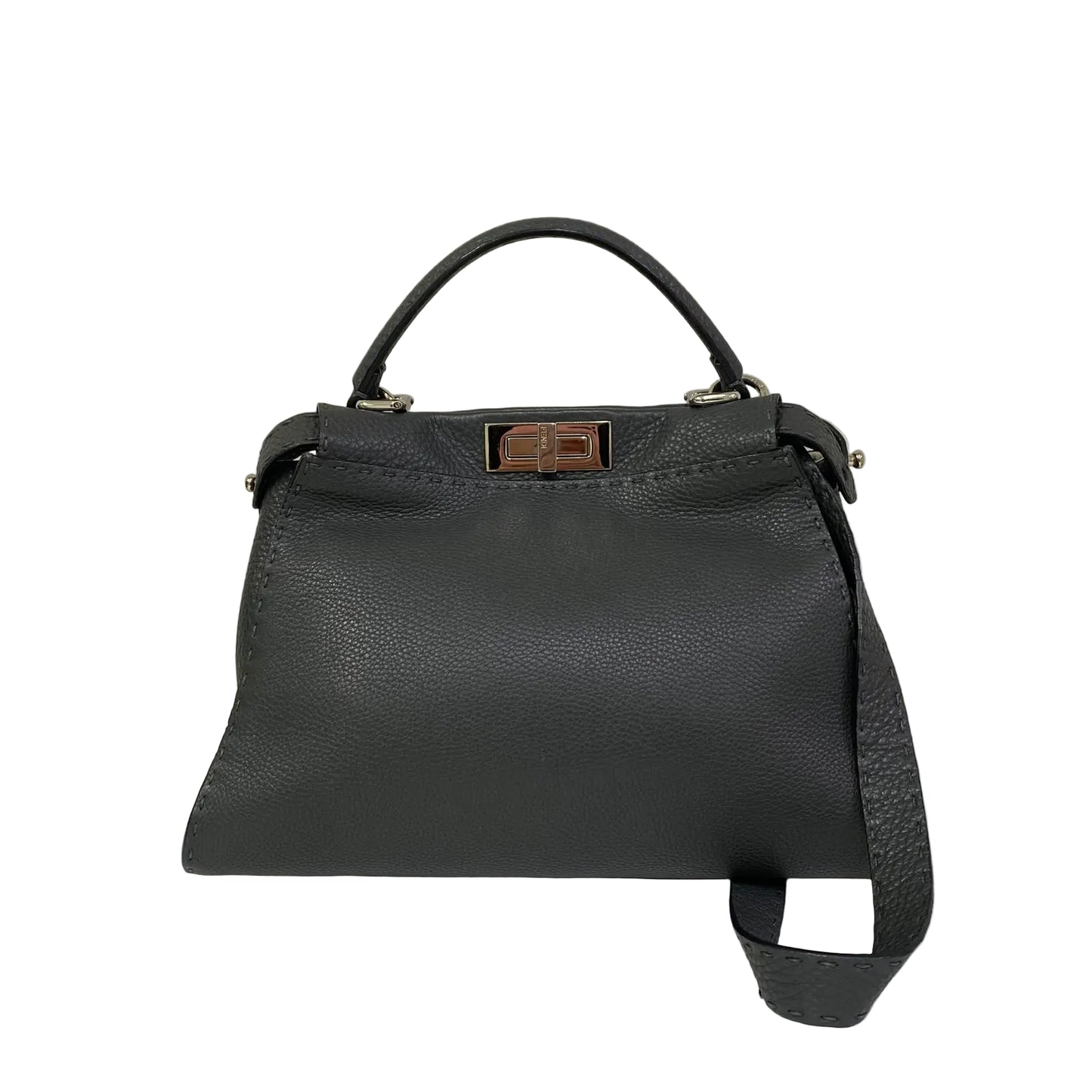 Bolsa  Fendi Selleria Peekaboo Satchel Cinza