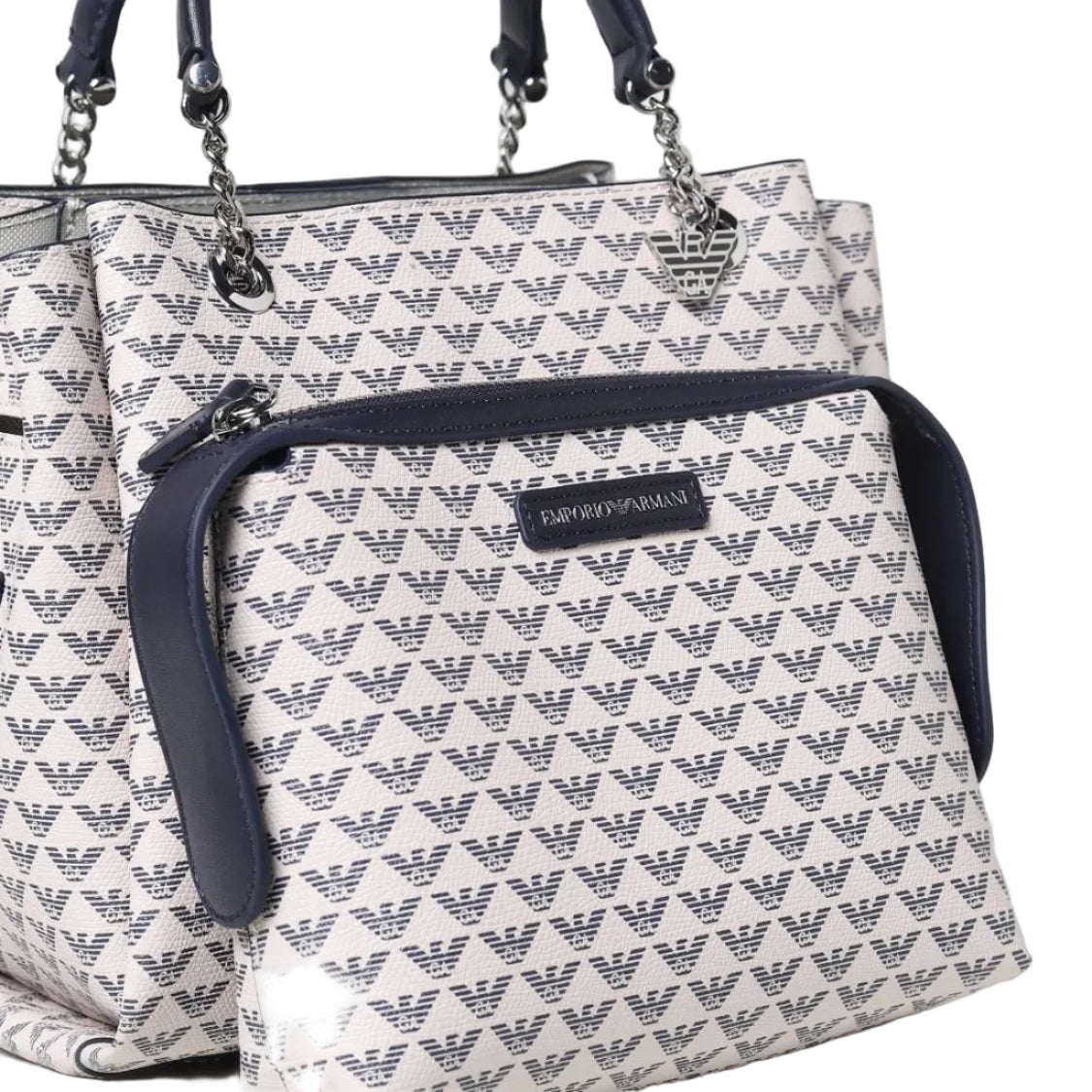 Bolsa Emporio Armani Monograma Azul