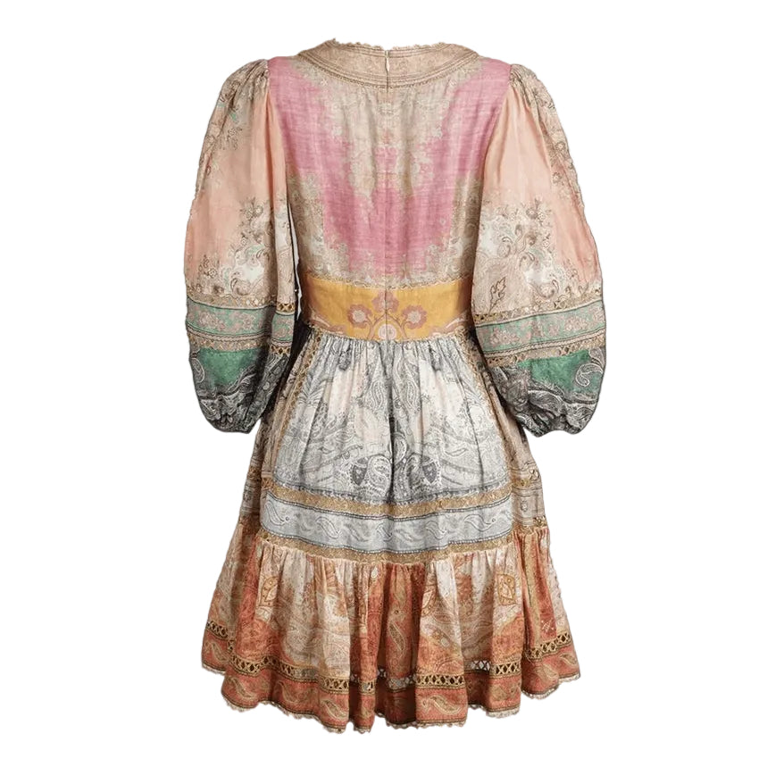 Vestido Zimmermann Anneke Lantern Mini Dress Colorido Tam 36 BR