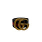 Cinto Gucci GG Brass Buckle Striped Navy Red Dress Belt