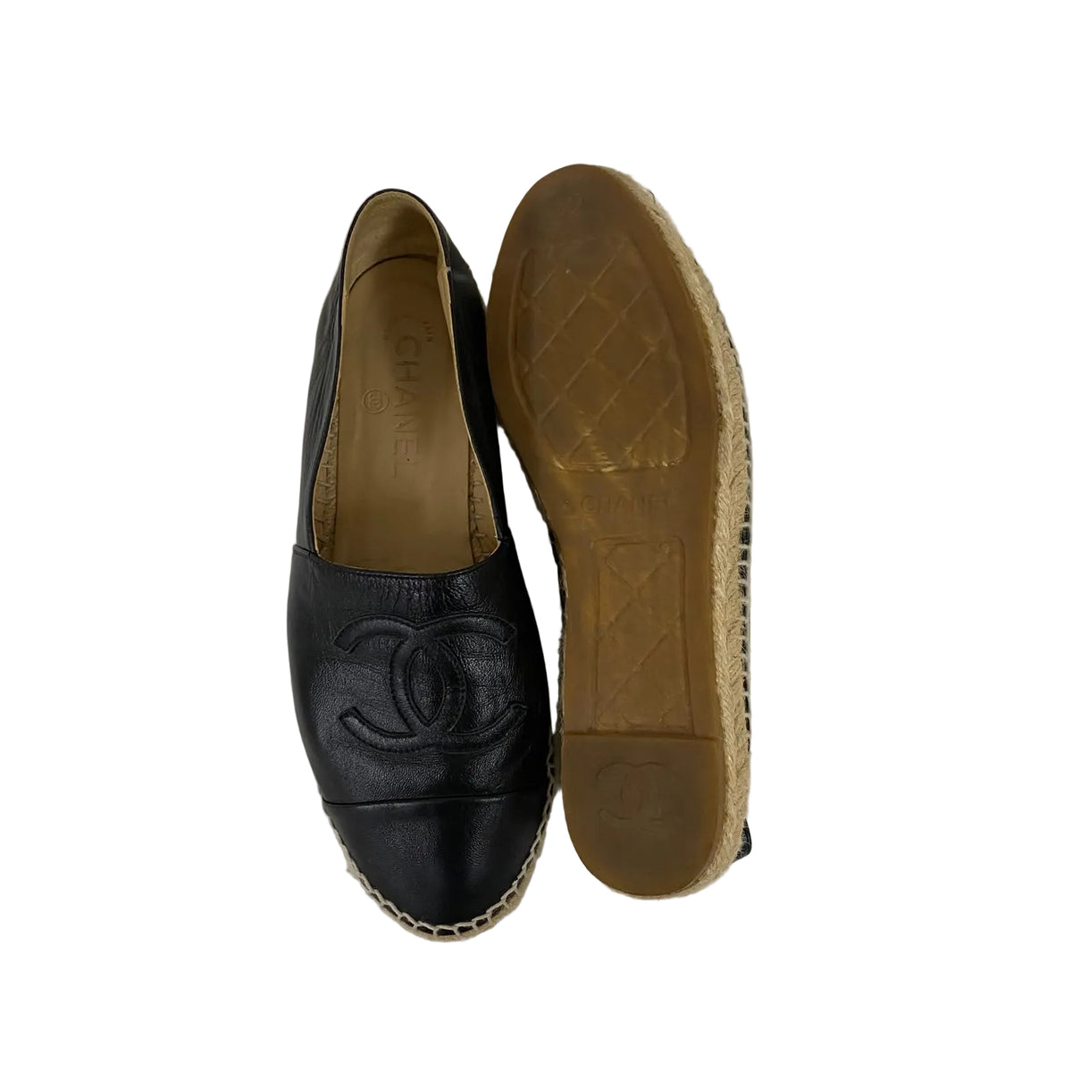 Espadrille Chanel Preta Raffia Tam 37 BR