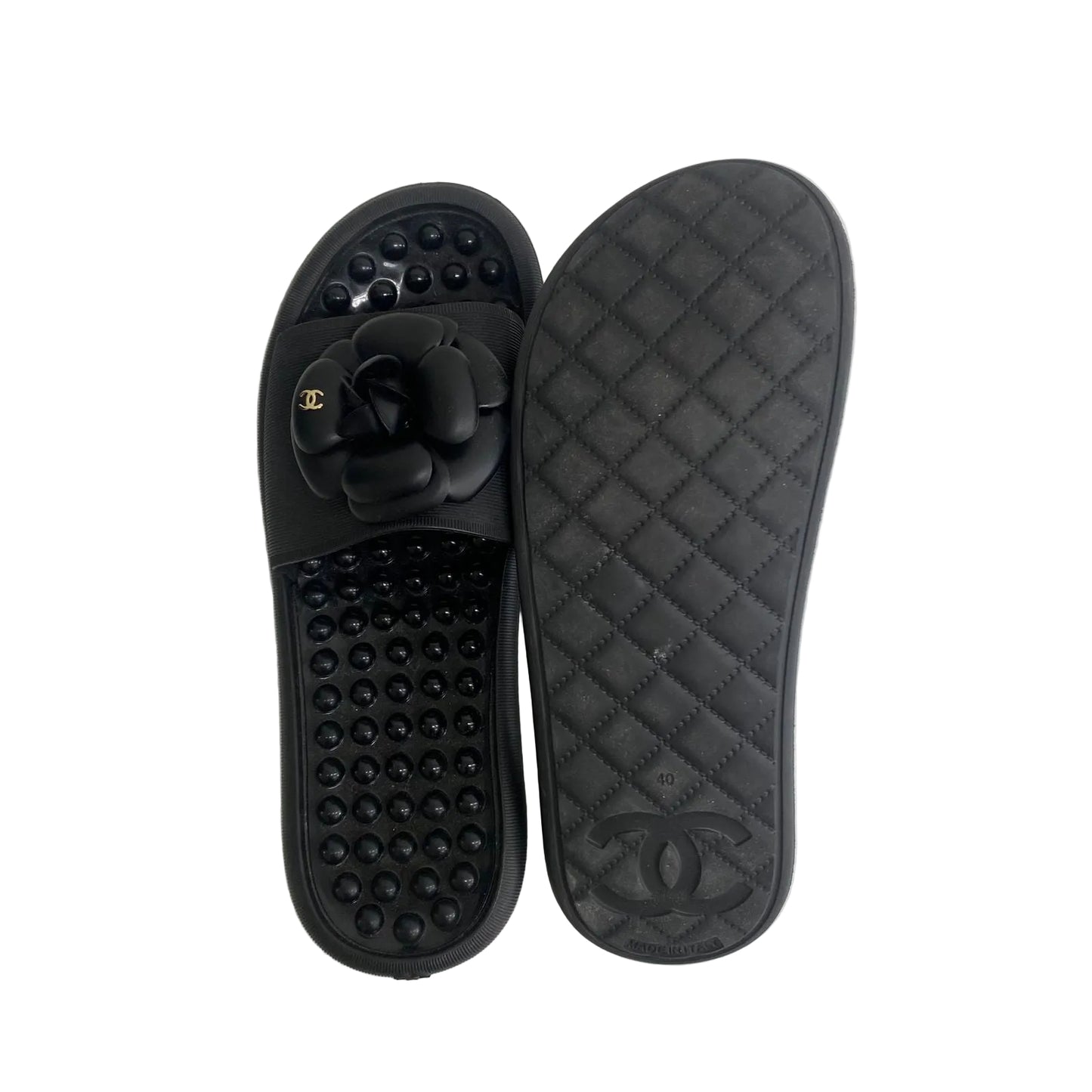 Rasteira Chanel Preta Camélia Tam 38 Br