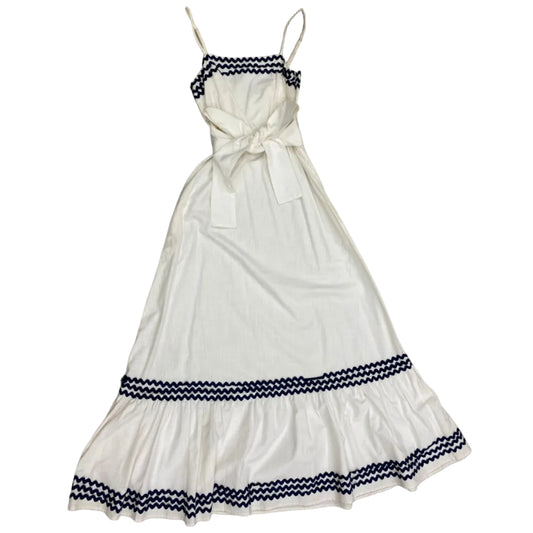 Vestido Cruise Branco Ondas Azuis Tam 34 Br