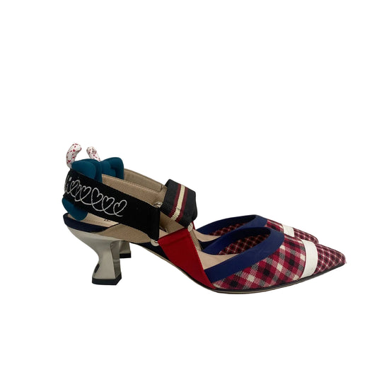 Sapato Slingback Fendi Xadrez Tam 34 Br