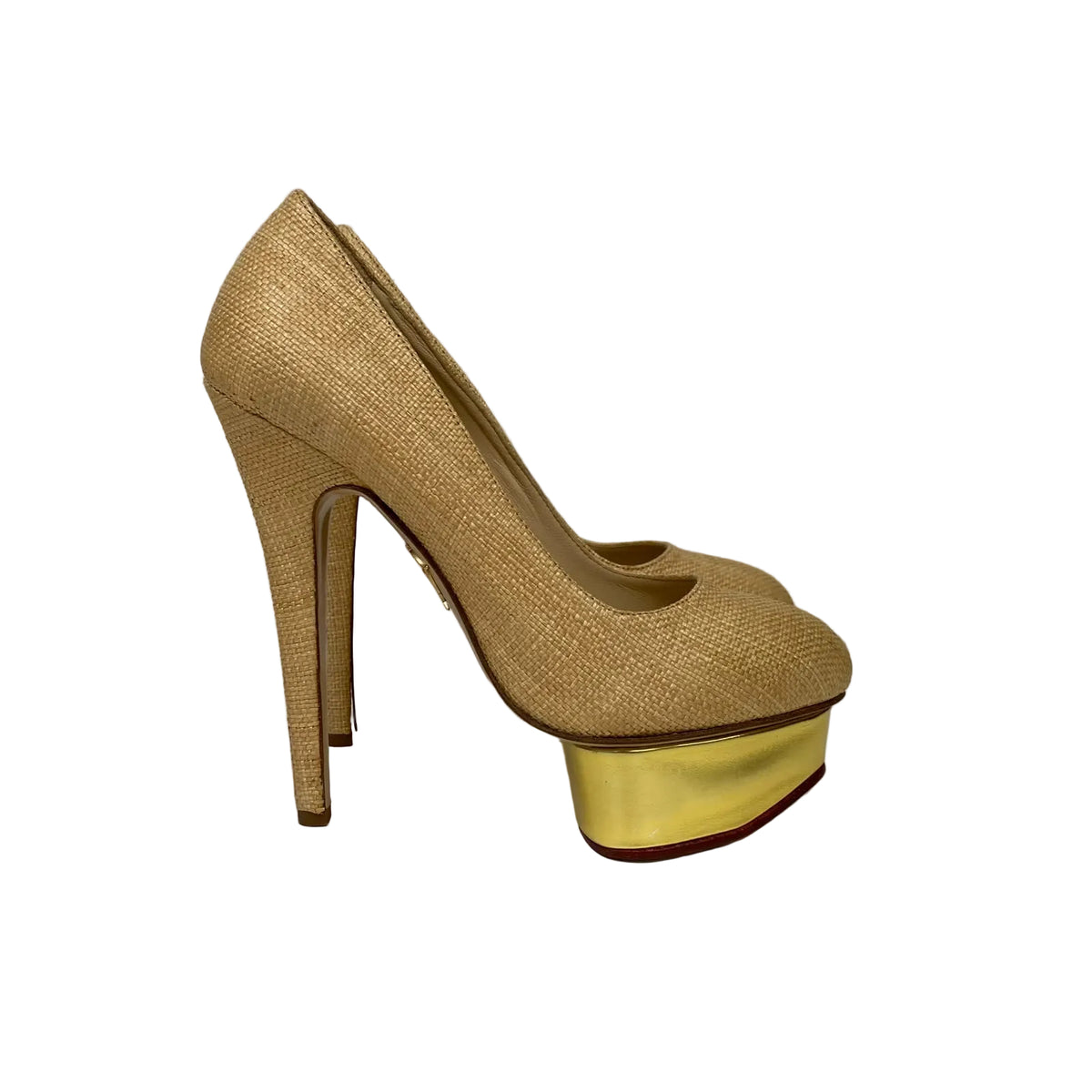 Scarpin Charlotte Olympia Raffia Bege Tam 33,5 BR